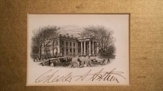 Chester A.  Arthur signed White House card with portrait engraving frame 2
