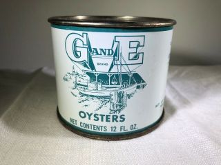 G&e Oyster Tin Can Pint Size Mt.  Vernon Maryland Princess Anne Bay Oysters 12 Oz.