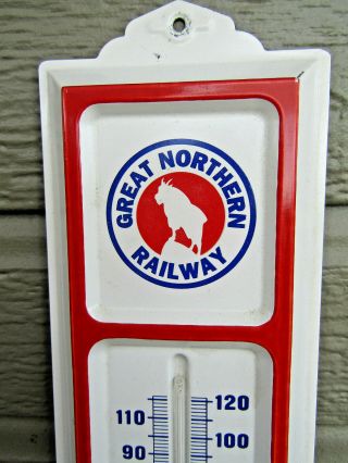 Old Vintage Metal Great Northern Railway Indoor/Outdoor Thermometer 2