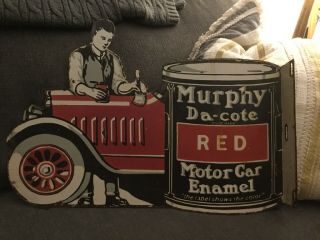 Old Murphy Motor Oil Car Paint Porcelain Flange Sign