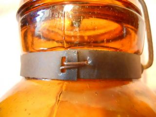 Amber Half Gallon Globe Mason Fruit Canning Jar With Period Wire Bail 5