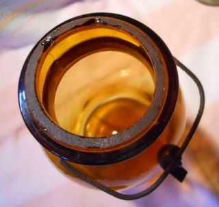 Amber Half Gallon Globe Mason Fruit Canning Jar With Period Wire Bail 7