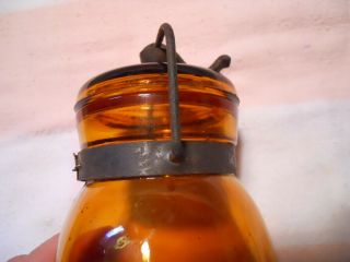 Amber Globe Quart Mason Fruit Canning Jar With Period Wire Bail 4