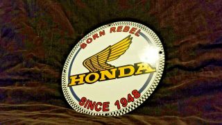 Vintage Honda Porcelain Motorcycle Gas Automobile Service Sales Dealership Sign