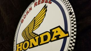 VINTAGE HONDA PORCELAIN MOTORCYCLE GAS AUTOMOBILE SERVICE SALES DEALERSHIP SIGN 3