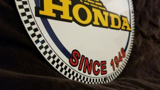 VINTAGE HONDA PORCELAIN MOTORCYCLE GAS AUTOMOBILE SERVICE SALES DEALERSHIP SIGN 8