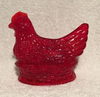 Antique Vtg Chicken Hen On Nest Glass Millstein Easter Jeannette Candy Container