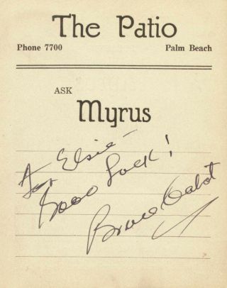 Bruce Cabot - Autograph Note Signed