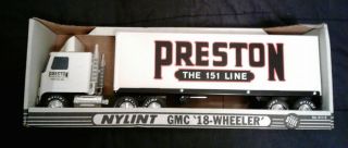Nylint Gmc 18 Wheeler Preston The 151 Line Semi Tractor Trailer Truck White Cab