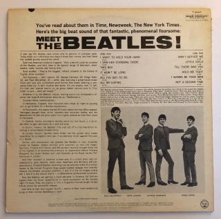 Meet The Beatles - 1964 US Mono Capitol Labels T - 2047 VG,  Ultrasonic 3