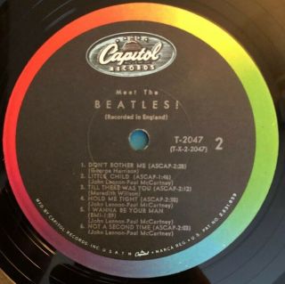 Meet The Beatles - 1964 US Mono Capitol Labels T - 2047 VG,  Ultrasonic 5