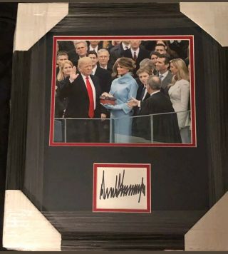 President Donald Trump Signed Autograph Framed Display With Jsa Loa No Psa Bas