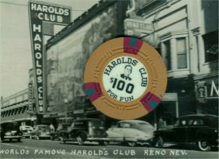 Reno Nevada Harolds Club $100 Casino Chip 6th Edition.  R4
