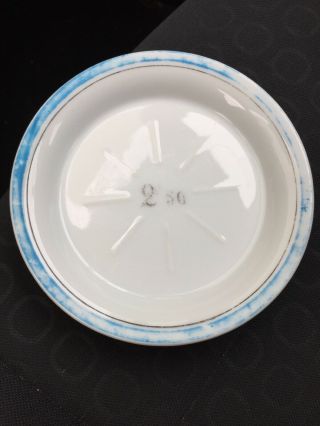 Vtg French Bistro Porcelain Tip Bill Change Absinthe Tray Plate Coaster Blue