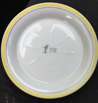 Vtg French Bistro Porcelain Tip Bill Change Absinthe Tray Plate Coaster Yellow