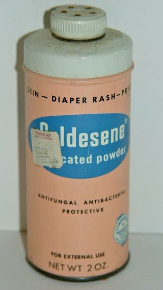 Caldesene Medicated Powder Baby Skin Talcum Antique Advertising Tin Vanity Full