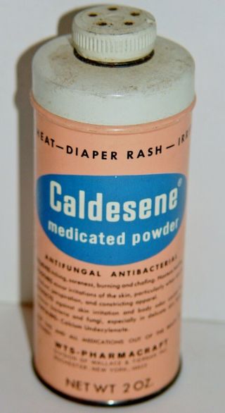 Caldesene Medicated Powder Baby Skin Talcum Antique Advertising Tin Vanity FULL 2