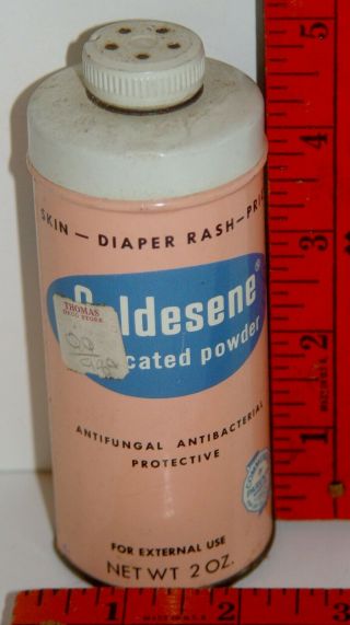 Caldesene Medicated Powder Baby Skin Talcum Antique Advertising Tin Vanity FULL 3