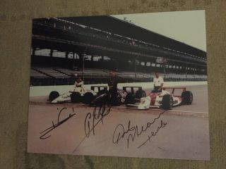 Rick Mears Mario Andretti Aj Foyt Signed Indy 500 Front Row 8 X 10 Photo 1991