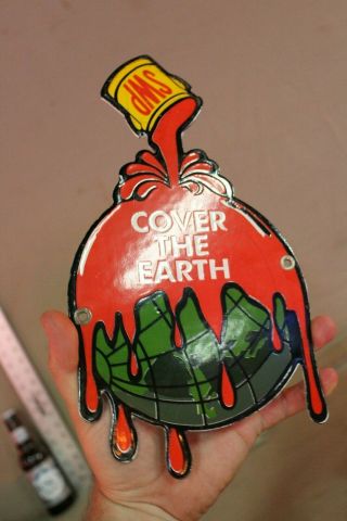 Sherwin Williams Paints Cover The Earth Porcelain Metal Dealer Sign Globe Swp 66