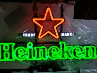 Heineken Red Star Logo Led Opti Neon Beer Sign 30x18 - Brand Rare