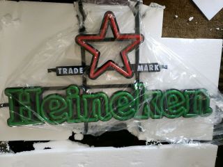 Heineken Red Star Logo LED Opti Neon Beer Sign 30x18 - Brand RARE 2