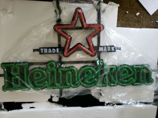 Heineken Red Star Logo LED Opti Neon Beer Sign 30x18 - Brand RARE 3