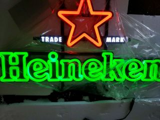 Heineken Red Star Logo LED Opti Neon Beer Sign 30x18 - Brand RARE 7