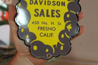 MONTE ' S HARLEY DAVIDSON SALES PORCELAIN METAL SIGN FRESNO CALIFORNIA GAS OIL 66 5