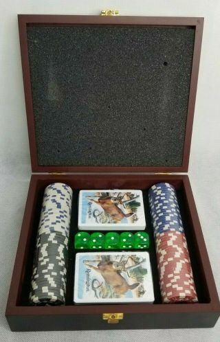 Remington Poker Chip Set - 100 Chip Set In Lacquered Wooden Case