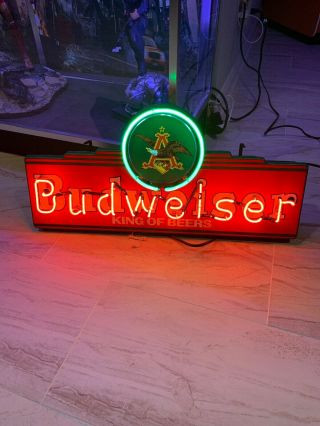 Anheuser Busch Budweiser " King Of Beers " Neon Light Eagle Beer Bar Sign