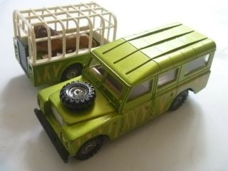 Vintage Corgi Toys Tarzan Land Rover 109wb Trailer With Lion Green V Good
