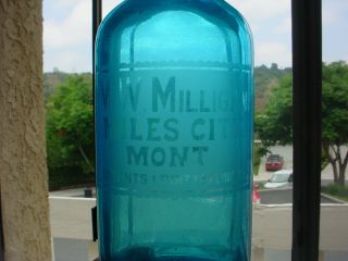 M W Milligan Miles City Montana Blue Seltzer Bottle The Koscherak Siphon Austria