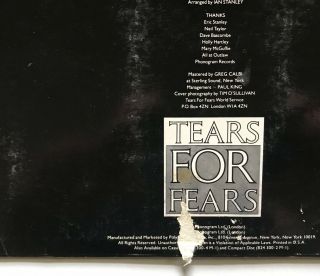 Tears For Fears - Songs From The Big Chair - 1985 - Vinyl Record LP 3