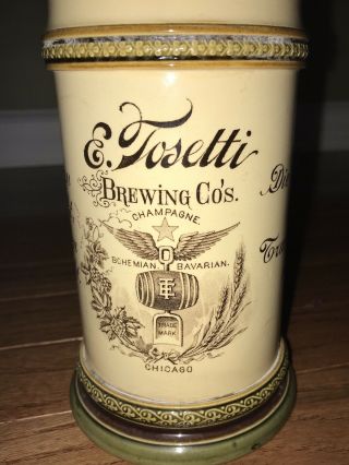 1894 Villeroy & Boch Tosetti Brewing Co.  1/2 Liter Pug Mettlach Stein
