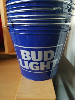 Budweiser Bud Light Blue Aluminum Beer Ice Bucket Cooler