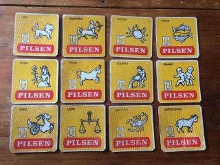 Old Uruguay Pilsen Beer Complete Zodiac Beer Coasters