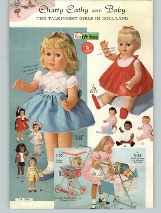 1962 Paper Ad Mattel Chatty Cathy Baby Doll Talking African American Stroller