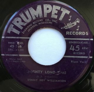 Sonny Boy Williamson Mighty Long Time/nine Below Zero Blues 45 Trumpet Hear