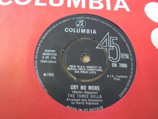 The Three Bells - Cry No More 1966 Uk 45 Columbia Mod/northern Soul