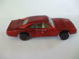 1968 Hot Wheels Red Line Custom Dodge Charger Red Spectraflame White Inter Usa