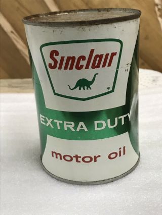 Sinclair Extra Duty Motor Oil Can 1 Quart.  Full Can