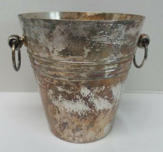 Vintage French Silverplate Ice Bucket Ring Handles France Hallmarks 2