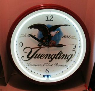 Yuengling Brewery Neon Clock Lager Beer 20 " Man Cave Bar Rec Game Room