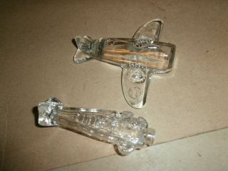 2 Vintage Glass Candy Containers Tma Airplane Army Bomber 15 - P - 7
