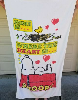 Vtg Franco Beach Bath Towel Snoopy Woodstock Peanuts