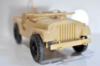 Vtg Jeep Processed Plastics Co Usa Military Tan Toy With Rear Gun Made In Usa