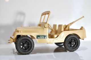 Vtg Jeep Processed Plastics Co USA military tan toy with rear gun made in USA 2