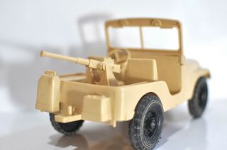 Vtg Jeep Processed Plastics Co USA military tan toy with rear gun made in USA 3