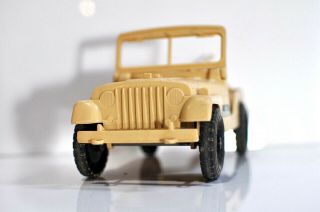 Vtg Jeep Processed Plastics Co USA military tan toy with rear gun made in USA 4
